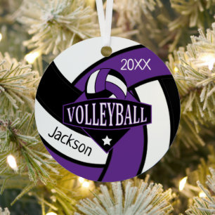 Ornement en métal 🏐 volleyball violet et noir