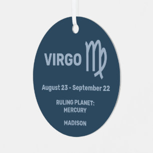 Ornement En Métal VOTRE nom et photo signe Zodiac Virgo