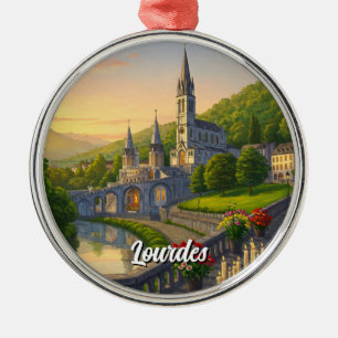 Ornement En Métal Voyage à Lourdes France