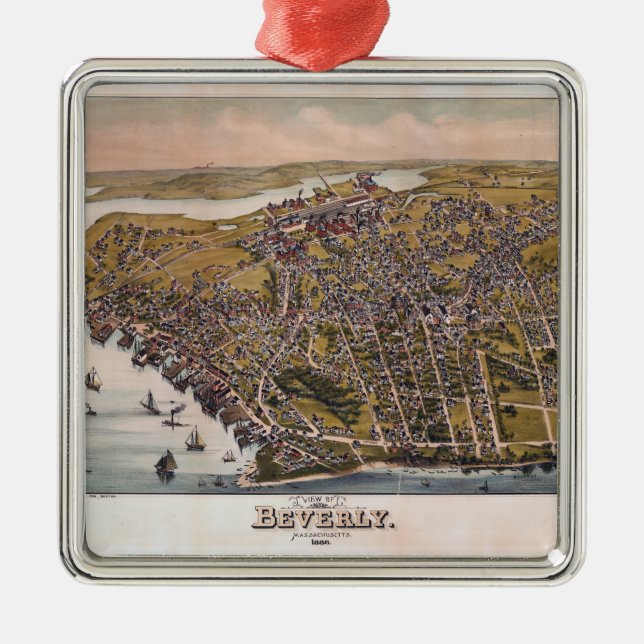 Ornement En Métal Vue aérienne de Beverly, le Massachusetts (1886) (Devant)