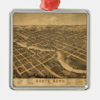 Vue aérienne de South Bend, Indiana (1874)
