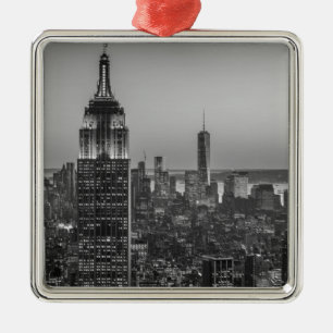 Ornement En Métal Vue aérienne en noir et blanc de New York City Nig