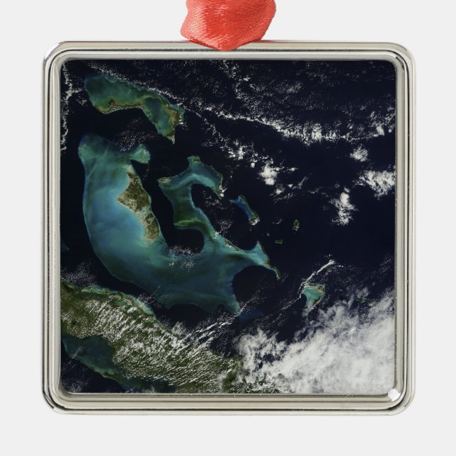 Ornement En Métal Vue satellite sur les îles Bahama (Devant)