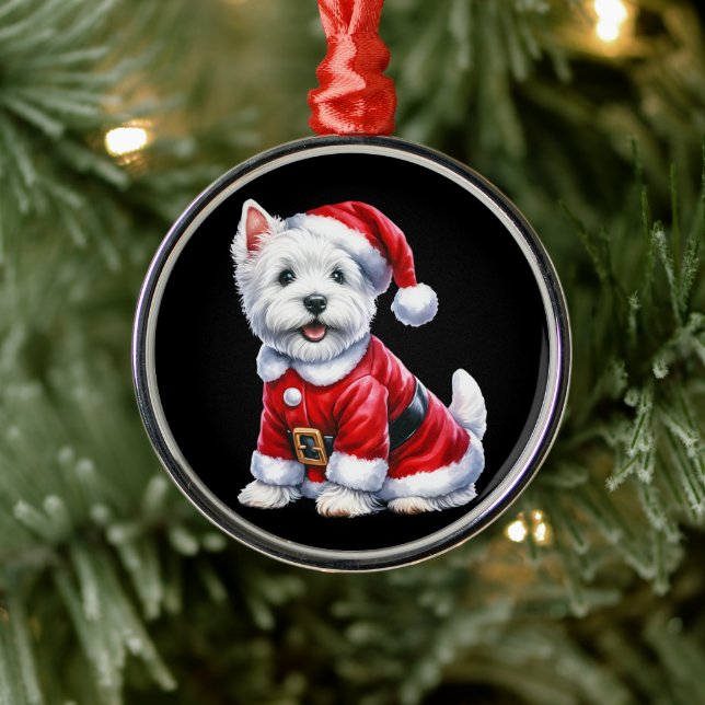 Ornement En Métal Westie Père Noël Paws Noël (Arbre)
