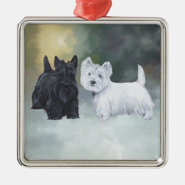 Ornement En Métal Westie Scottie hiver (Devant)