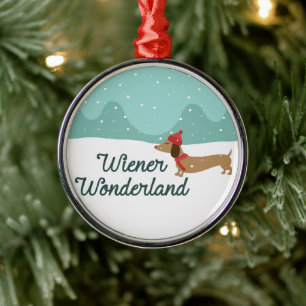 Ornement En Métal Wiener Wonderland Doxie Christmas Tree Orament