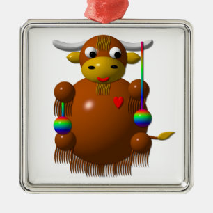 Ornement En Métal Yak playing with Yo-Yos