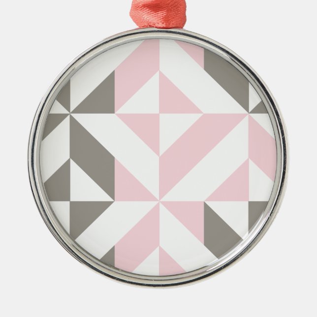 Ornement En Métal ZigZag géométrique rose et argent (Devant)