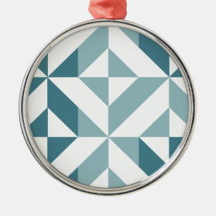 Ornement En Métal ZigZag géométrique vert turquoise à deux tons