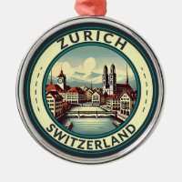Zurich Suisse Illustration Insigne d'art de voyage