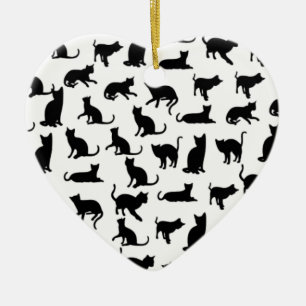 ornement en porcelaine de coeur de chats
