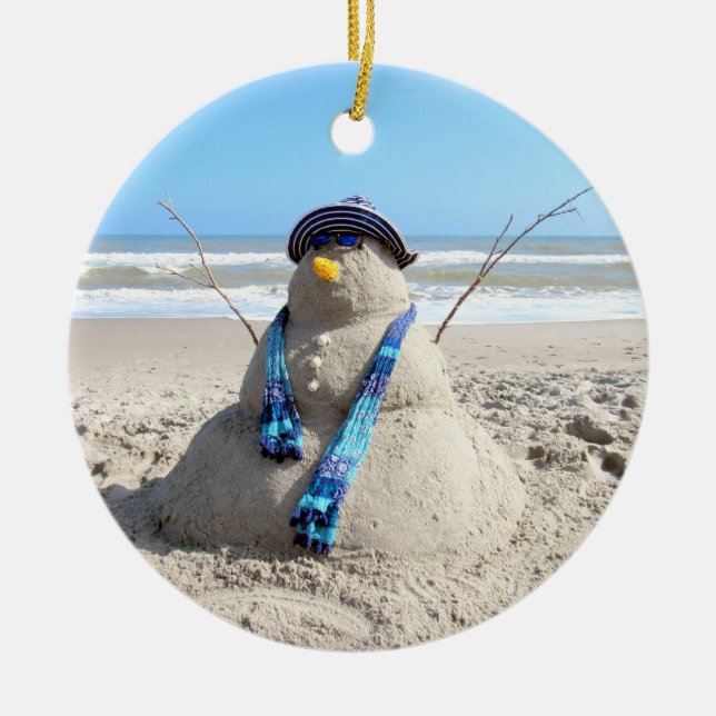 Ornement en porcelaine de Snowman de Floride (Devant)