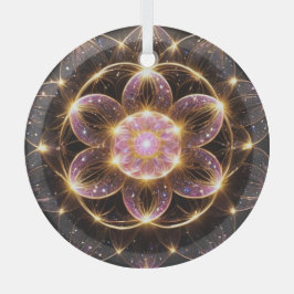 ORNEMENT EN VERRE 輝くピンクの華