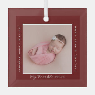 Ornement En Verre 1er Noël Bébé Photo de vacances Keepsaké