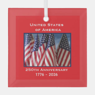 Ornement En Verre 250e anniversaire USA Patriotic Flags Premium