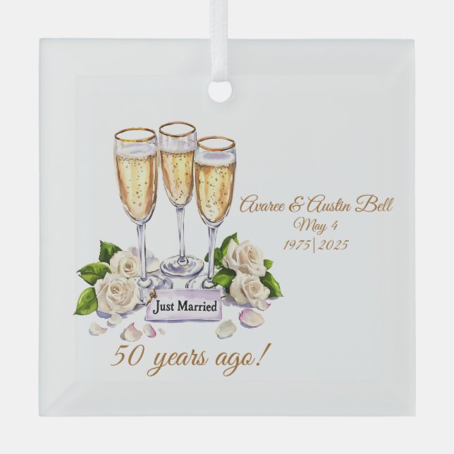Ornement En Verre 50e anniversaire du Mariage d'or (Recto)
