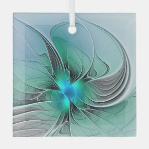 Ornement En Verre Abstrait De Bleu, Art Fractal Moderne
