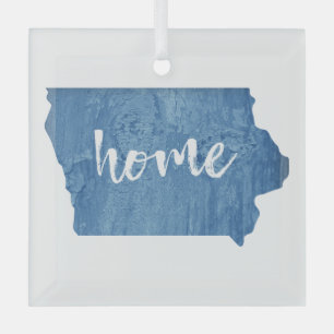 Ornement En Verre Accueil Iowa Grain de Bois