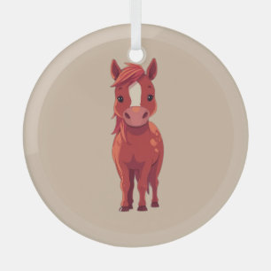 Ornement En Verre Adorable cheval châtaigne rouge 