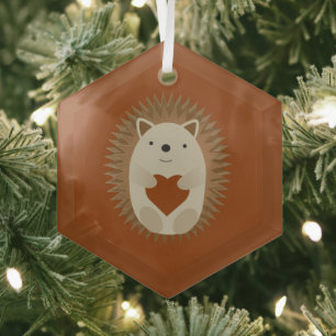 Ornement En Verre Adorable Hedgehog Heart 