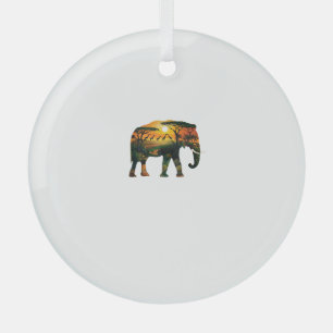 Ornement En Verre African Elephant Sunset Safari Nature Lots