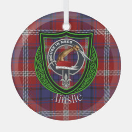 Ornement En Verre Ainslie Scottish Clan Tartan & Crest