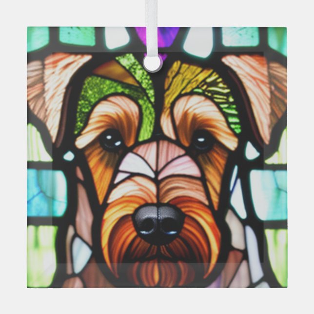 Ornement En Verre Airedale Terrier "Verre Tiré" (Recto)