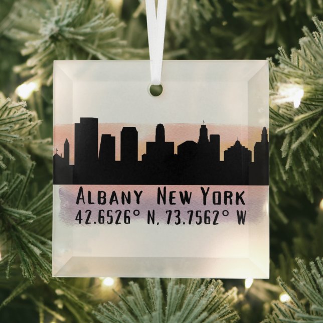 Ornement En Verre Albany NY City Skyline (Insitu)