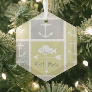 Ornement En Verre Ancre marine jaune et gris Vane météorologique