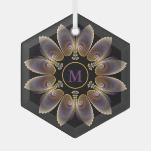 Ornement En Verre Ange Abstraite ailes Mandala Monogramme fractal