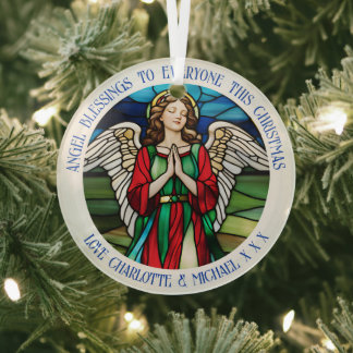 Ornement En Verre Ange de Noël Rouge et vert