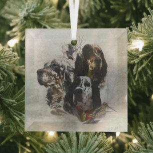 Ornement En Verre Anglais Setter, chasse à la bécasse