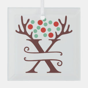 Ornement En Verre Antlers de rennes personnalisés Nom "X"