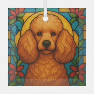 Ornement En Verre Apricot Poodle Chien "Verre Tiré"