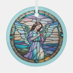 Ornement En Verre Aqua Et Lilac Angel Tiré