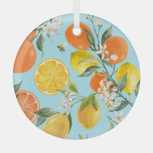 Ornement En Verre Aquarelle Agrumes Fruits : Main tirée