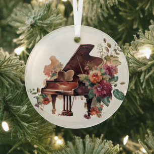 Ornement En Verre Aquarelle Brown Baby Grand Piano