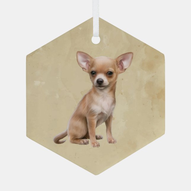 Ornement En Verre Aquarelle Chihuahua Chien Animal Animal Art (Verso)