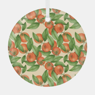 Ornement En Verre Aquarelle de mandarine, motif de fruits sans soudu