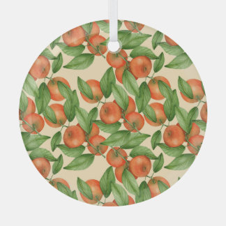 Ornement En Verre Aquarelle de mandarine, motif de fruits sans soudu