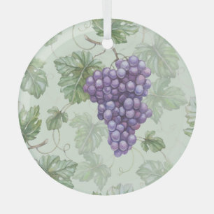 Ornement En Verre Aquarelle de raisins, Motif sans arôme de fruits.