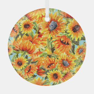 Ornement En Verre Aquarelle de tournesol : Illustration transparente