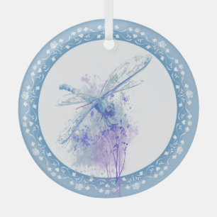 Ornement En Verre Aquarelle Dragonfly Dragonlies Pond Lake Water