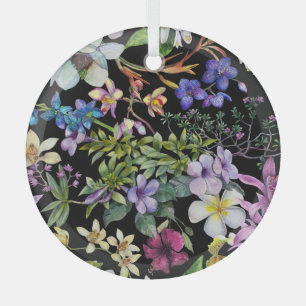 Ornement En Verre Aquarelle Feuilles tropicaux : Motif transparent