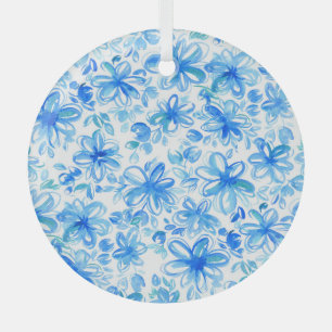 Ornement En Verre Aquarelle Floral Chintz Motif mignon