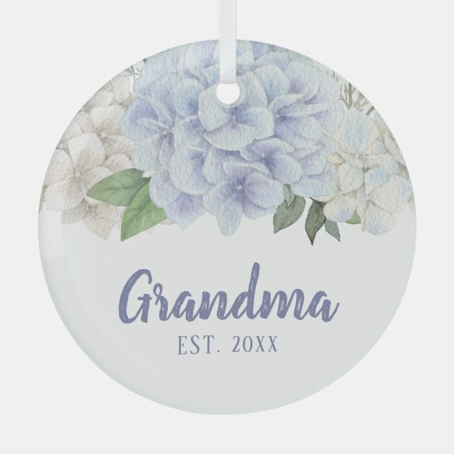 Ornement En Verre Aquarelle Hydrangea Nouveau grand (Recto)