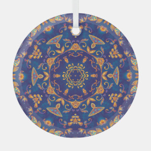 Ornement En Verre Aquarelle Kaleidoscope Mandala Oriental Design.