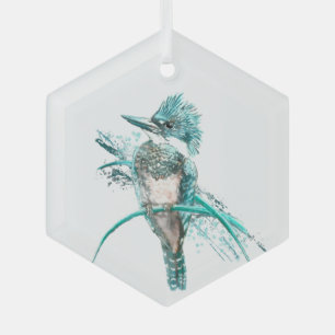 Ornement En Verre Aquarelle Kingfisher Faune Nature Oiseau