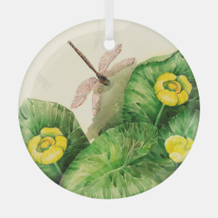 Ornement En Verre aquarelle nénuphar jaune