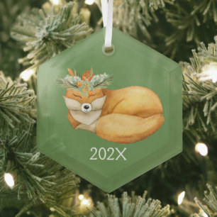 Ornement En Verre Aquarelle Noël Renard Keepsaké Année